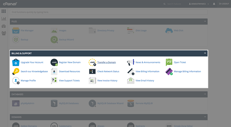 cPanel new buttons.